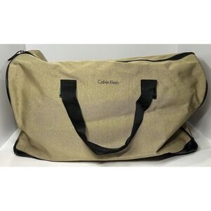 Calvin Klein Large Tote‎ Duffle Bag Zip Closure Tan / Black Luggage Carry On